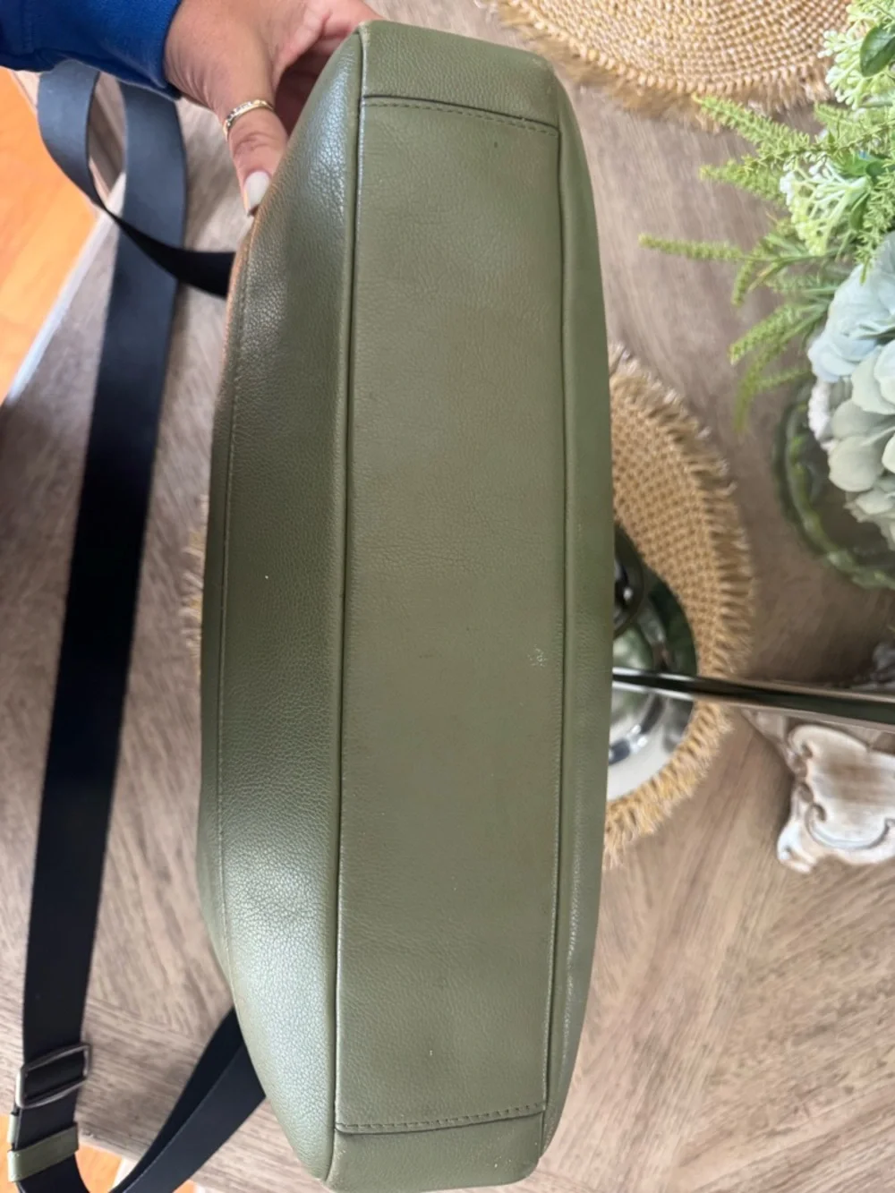 Coach Olive Green Leather Laptop Bag with Black Strap - Picture 12 of 14